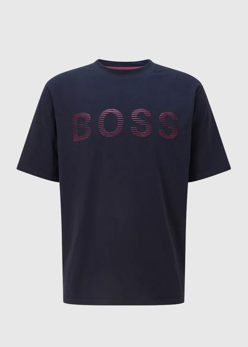 HUGO BOSS 男士深蓝色棉质短袖T恤 50472217-404商品第1张图片规格展示