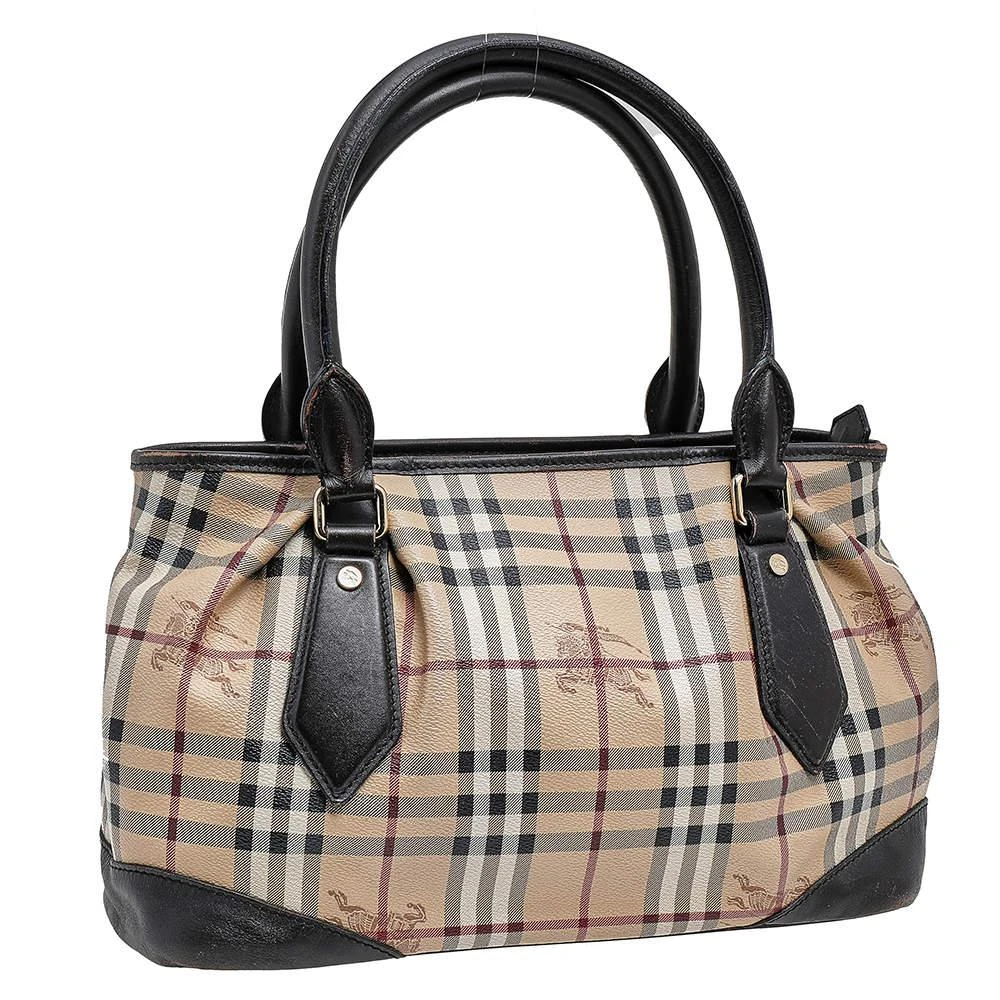 商品[二手商品] Burberry|Burberry Beige/Dark Brown Haymarket Check Coated Canvas And Leather Shoulder Bag,价格¥2222,第3张图片详细描述