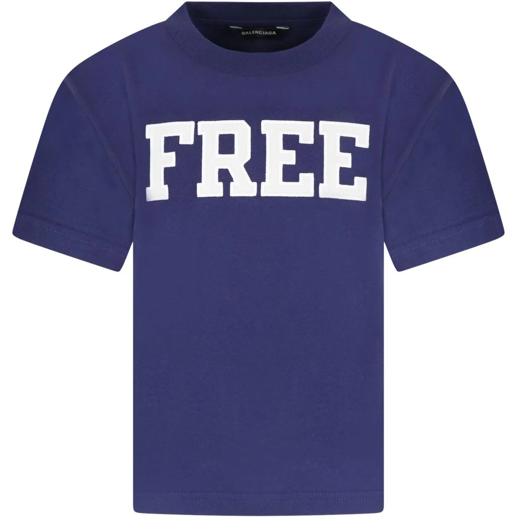 商品Balenciaga|Balenciaga Blue T-shirt For Kids,价格¥1208,第1张图片