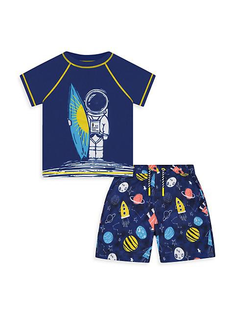 Little Boy's 2-Piece Rashguard T-Shirt & Boardshort Set商品第1张图片规格展示