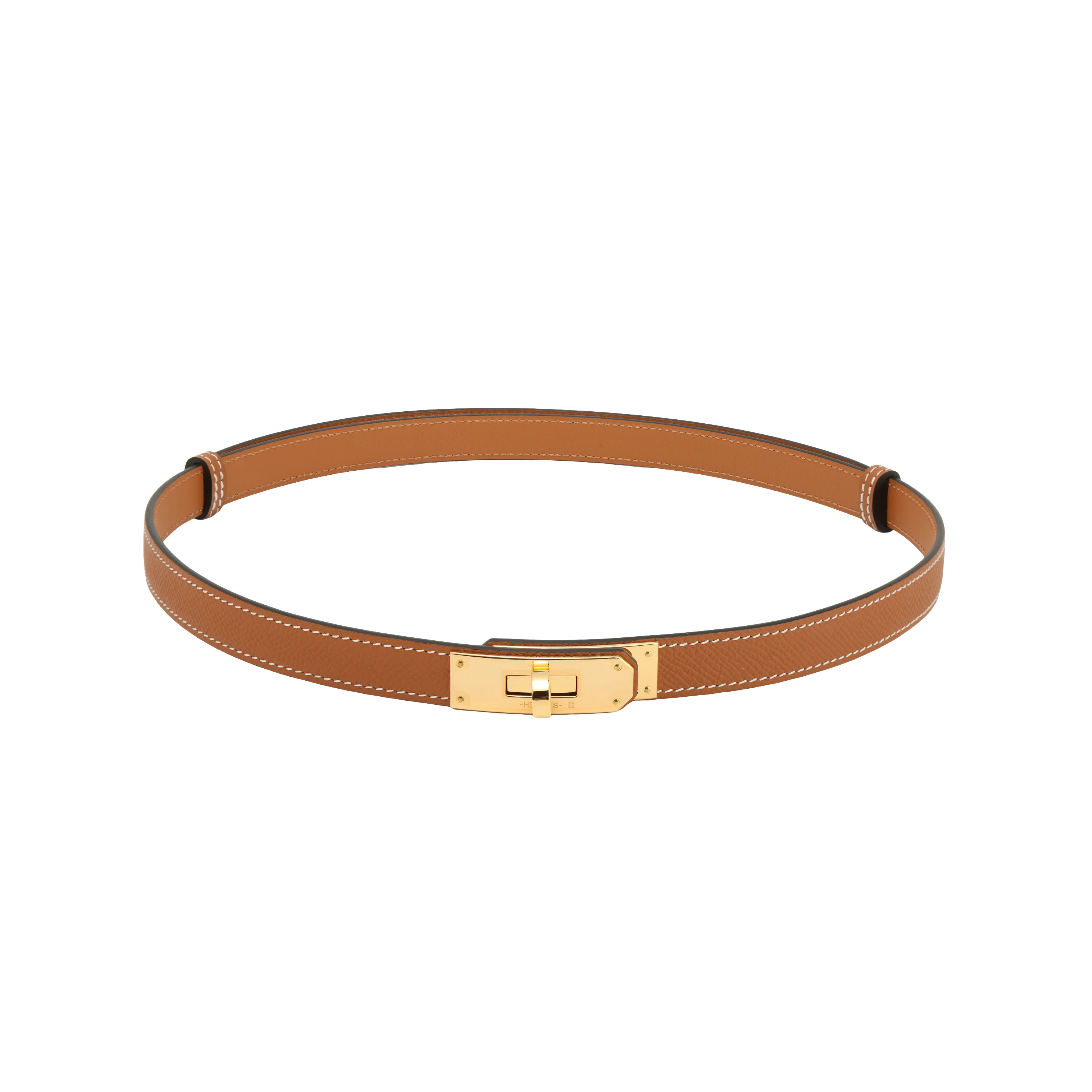 商品[国内直发] Hermes|爱马仕 Kelly皮带扣 Epsom小牛皮腰带 女款 金色 宽1.8cm #   礼盒,价格¥8321,第3张图片详细描述