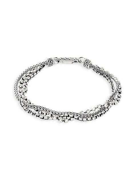 Chain Classic Sterling Silver Triple-Row Bracelet商品第2张图片规格展示