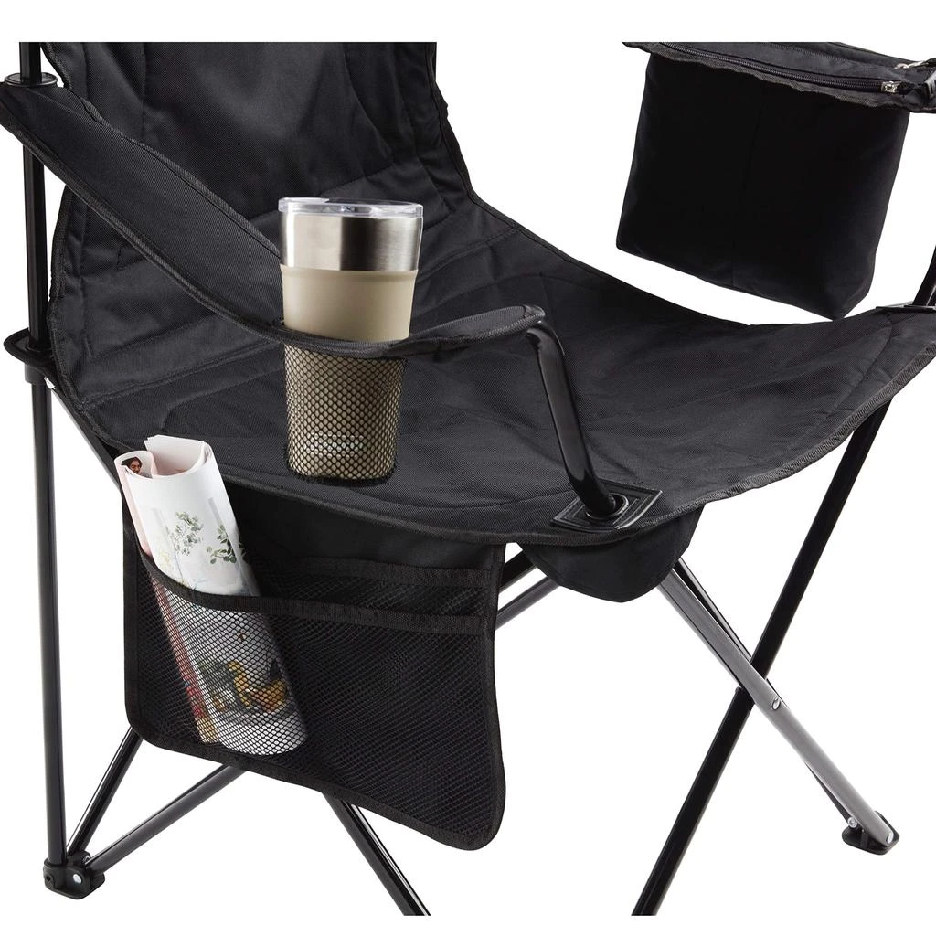 商品Coleman|Coleman Portable Quad Camp Chair with 4-Can Cooler, Cushioned Seat & Back with Side Pockets & Cup Holder, Carry Bag Included,价格¥333,第5张图片详细描述