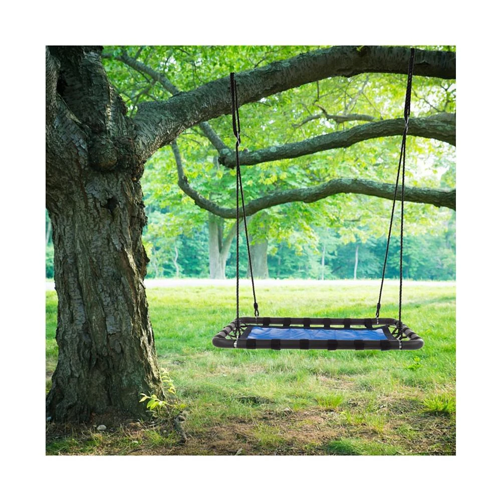 Hey Play Platform Swing - 40” X 30” Hanging Outdoor Tree Or Playground Equipment Standing Rectangle Bench Swing Accessory With Adjustable Rope 商品