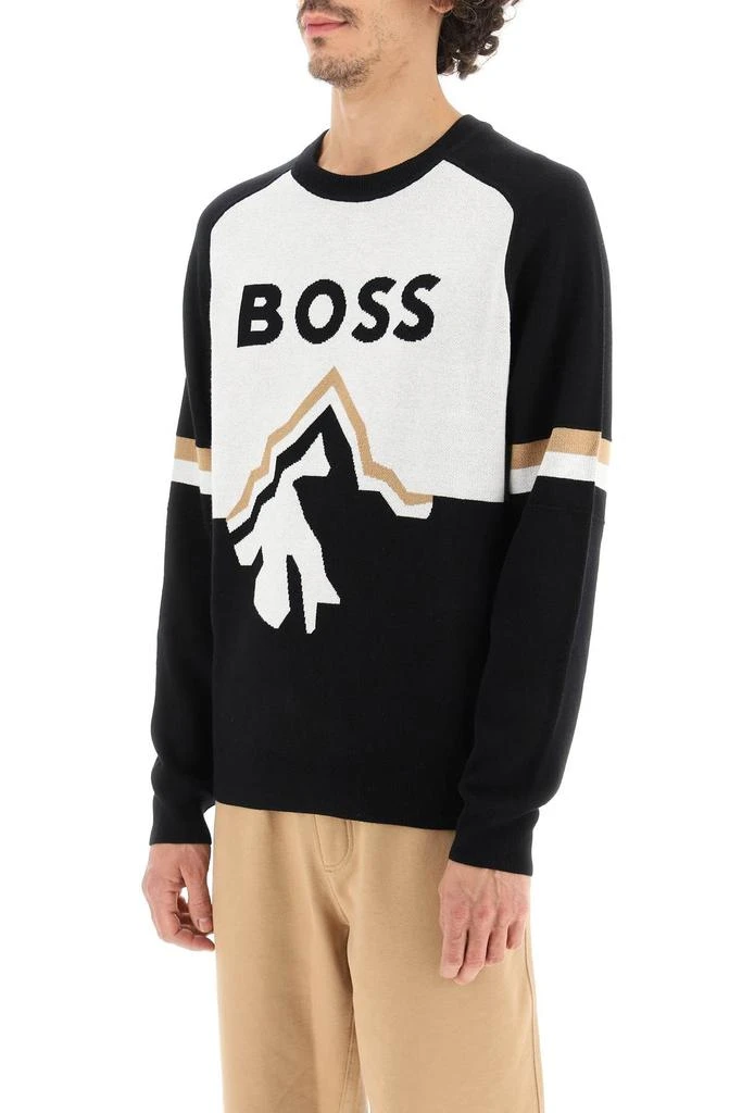 商品Hugo Boss|CREW-NECK SWEATER WITH GRAPHIC LOGO INTARSIA,价格¥874,第5张�图片详细描述