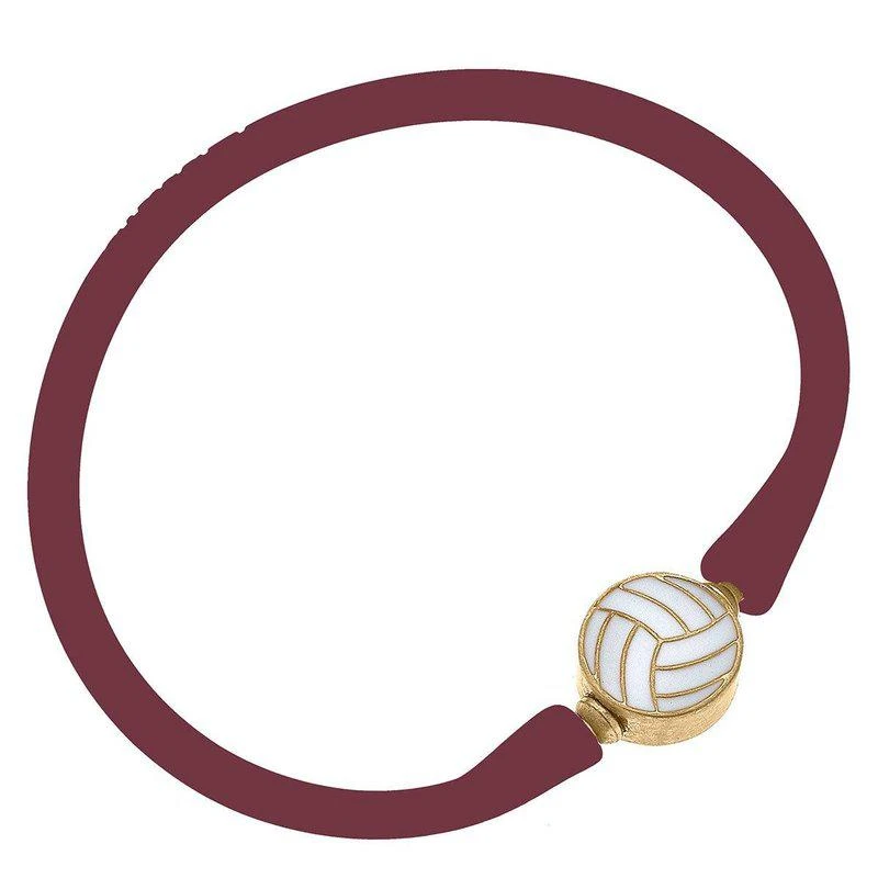 商品Canvas Style|Enamel Volleyball Silicone Bali Bracelet In Burgundy,价格¥214,第1张图片