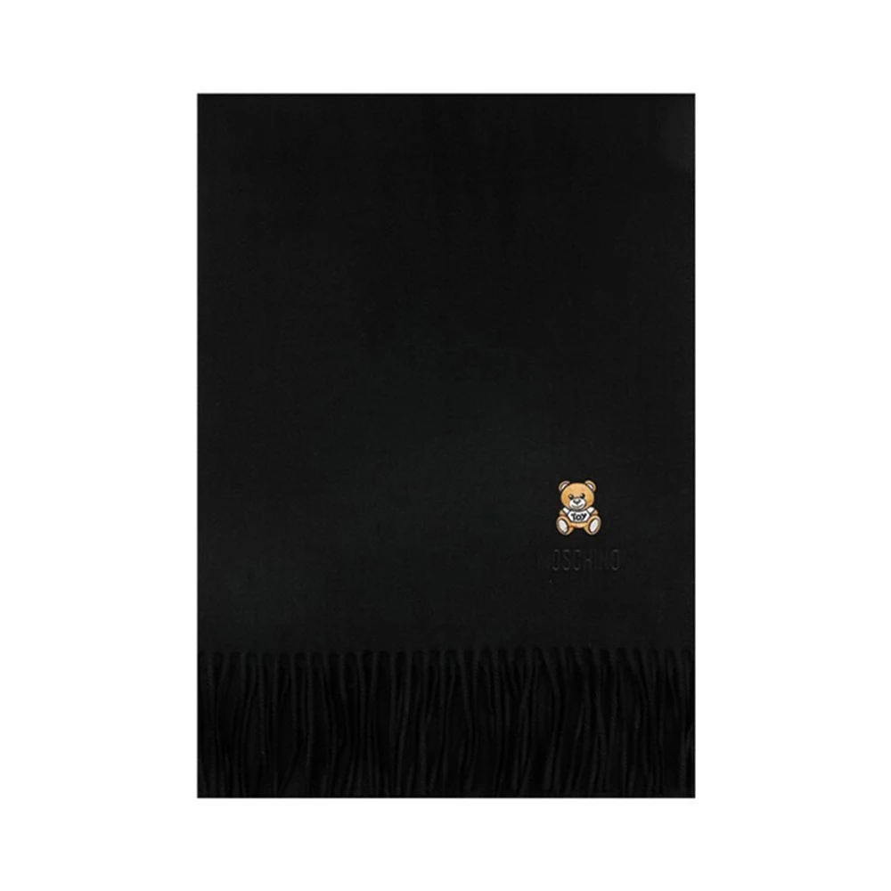 MOSCHINO 女士黑色羊毛流苏围巾 50124-M529-3016 商品