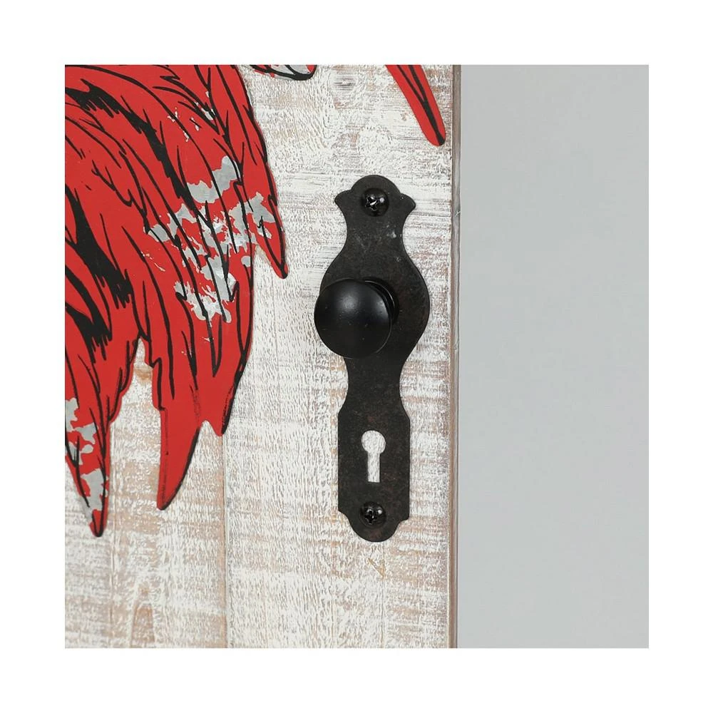 Metal Rooster Wood Wall Plaque with Four Key Hooks 商品