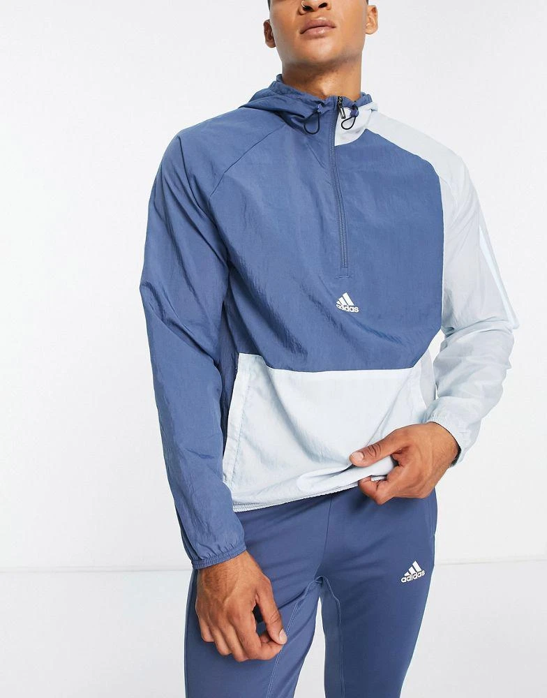 商品Adidas|adidas Training Vintage Sports panelled half zip jacket in navy,价格¥341,第1张图片