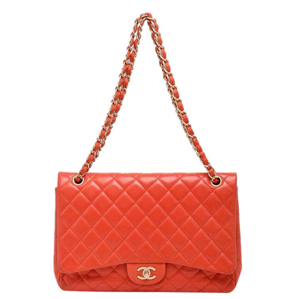 商品[二手商品] Chanel|Chanel Coral Quilted Leather Jumbo Classic Flap Bag,价格¥27414,第1张图片