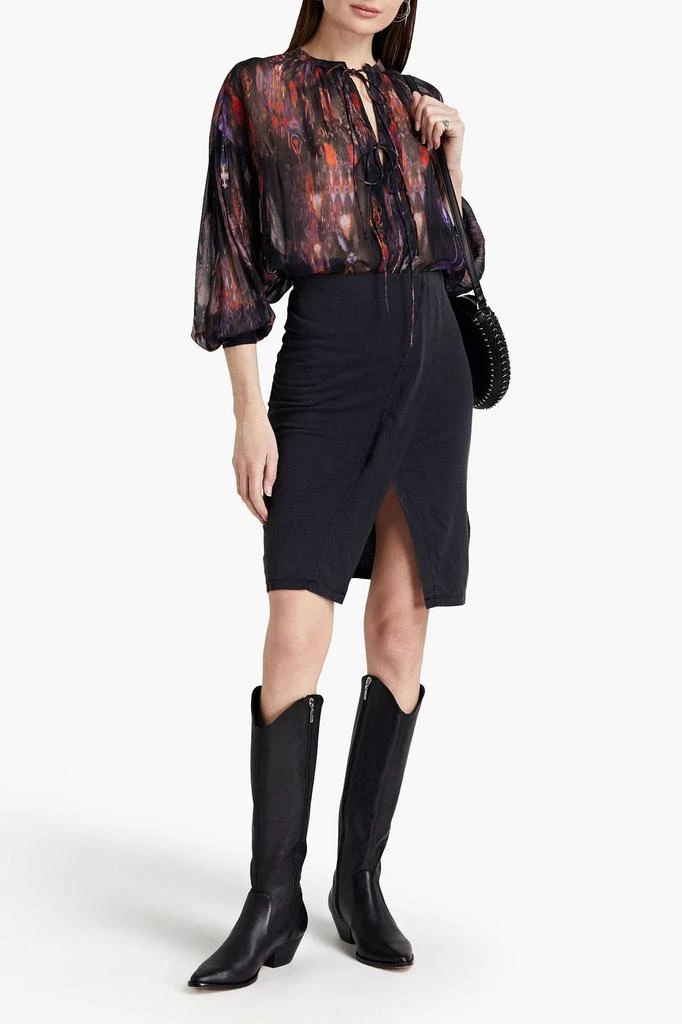 商品IRO|Delna wrap-effect Lyocell and cotton-blend jersey skirt,价格¥299,第4张图片详细描述