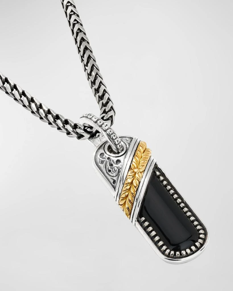 商品Konstantino|Men's Silver & Gold Oblong Pendant with Black Onyx,价格¥5996,第2张图片详细描述