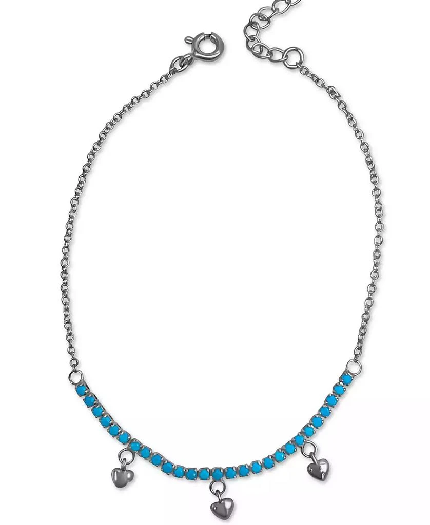 商品ADORNIA|Rhodium-Plated Heart Charm & Color Stone Flex Bracelet,价格¥96,第1张图片