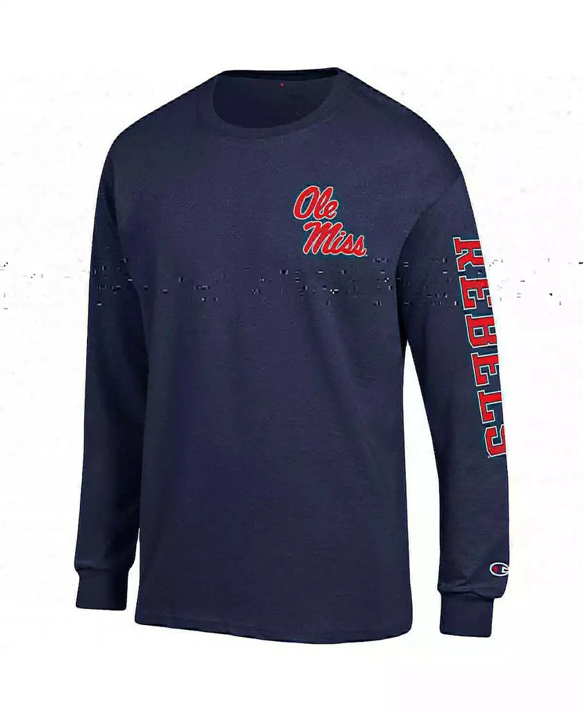 商品CHAMPION|Men's Navy Ole Miss Rebels Team Stack Long Sleeve T-shirt,价格¥225,第3张图片详细描述