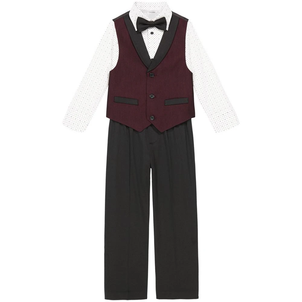 商品Calvin Klein|Toddler Boys Cord Stripe Vest, Pant, Dress Shirt and Bowtie, 4 Piece Set,价格¥561,第2张图片详细描述