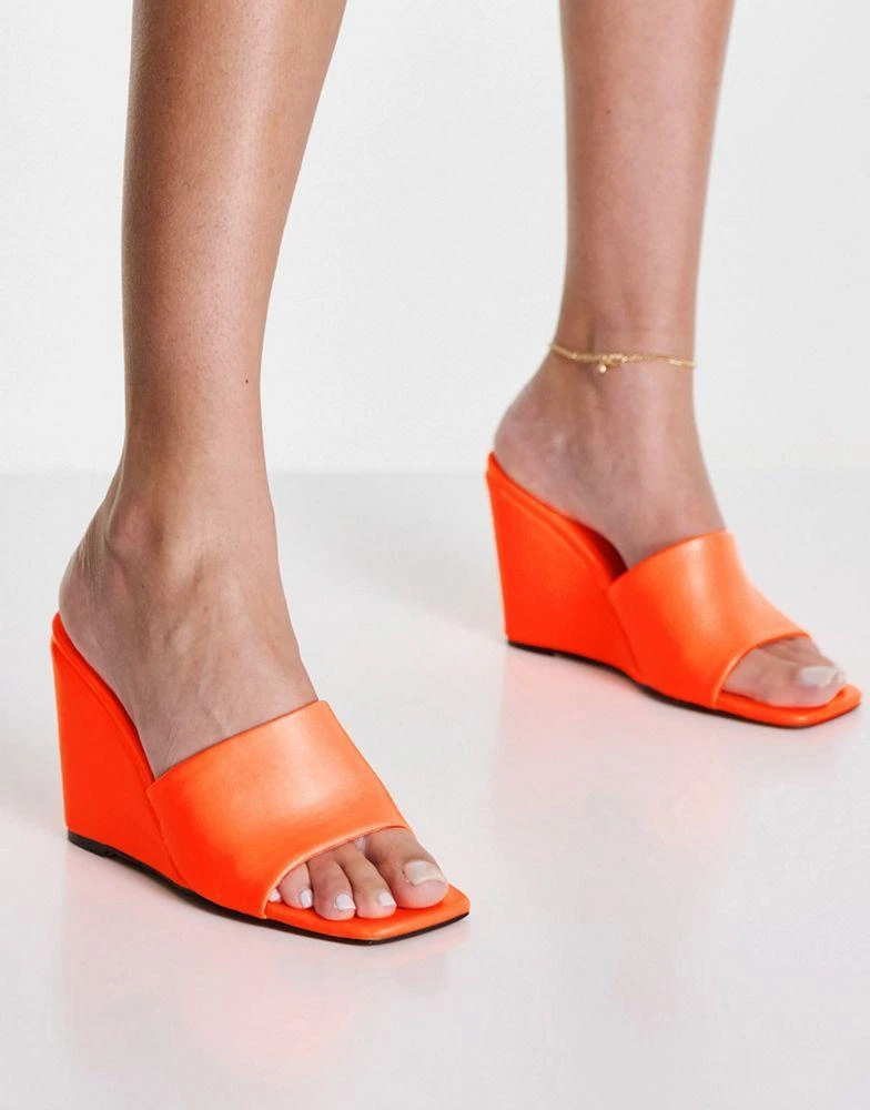 商品ASOS|ASOS DESIGN True high wedge mules in orange,价格¥132,第4张图片详细描述