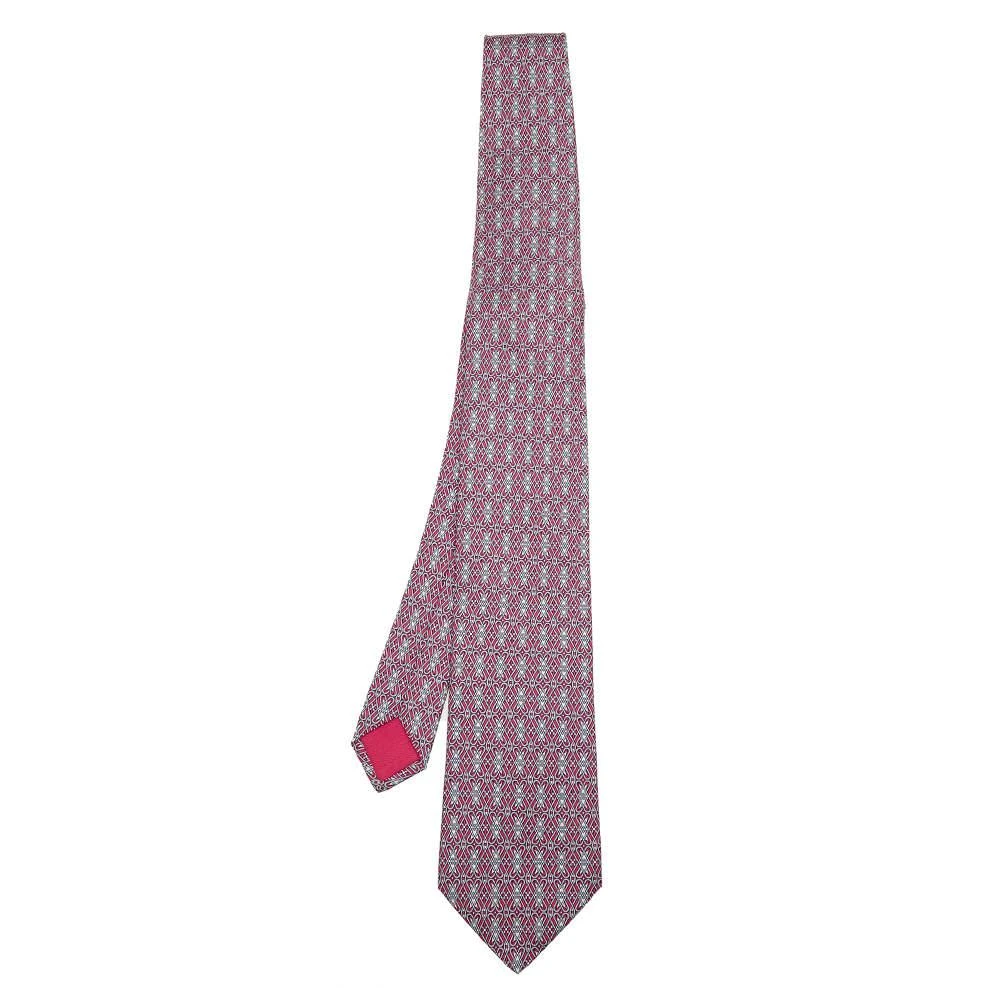 商品[二手商品] Hermes|Hermes Pink Orbits Printed Silk Tie,价格¥1029,第1张图片