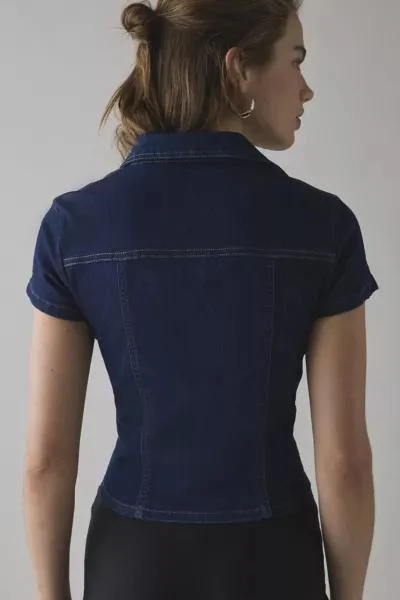 商品BDG|BDG Polly Denim Slim Short Sleeve Button-Up Shirt,价格¥367,第4张图片详细描述