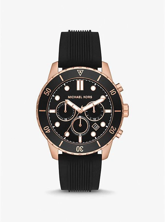 商品Michael Kors|Oversized Cunningham Rose Gold-Tone and Silicone Watch,价格¥649,第1张图片