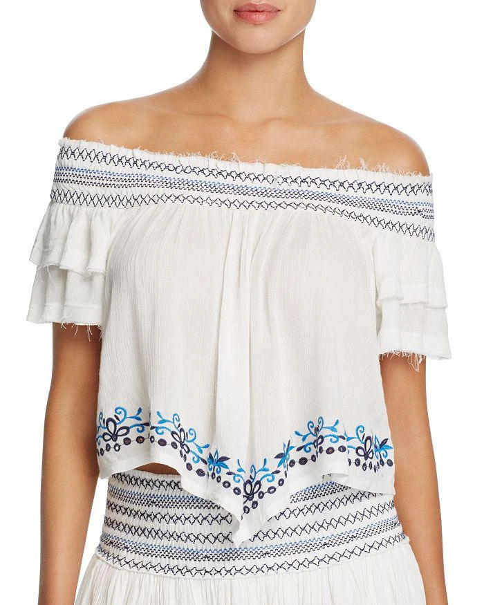 商品Surf Gypsy|Embroidered Off-the-Shoulder Top Swim Cover-Up,价格¥353,第1张图片