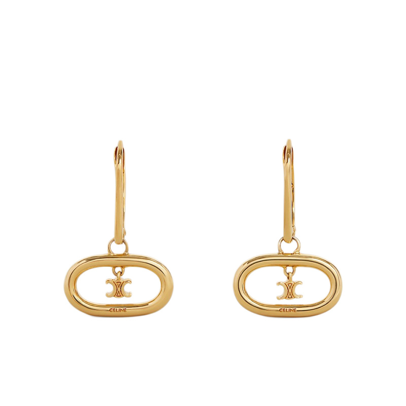 商品Celine|CELINE/赛琳   MAILLON TRIOMPHE系列 金色黄铜镂空圈形凯旋图案耳环,价格¥3334,第1张图片