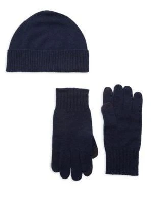 商品Saks Fifth Avenue|2-Piece Ribbed-Cuff Cashmere Beanie & Gloves Set,价格¥223,第1张图片
