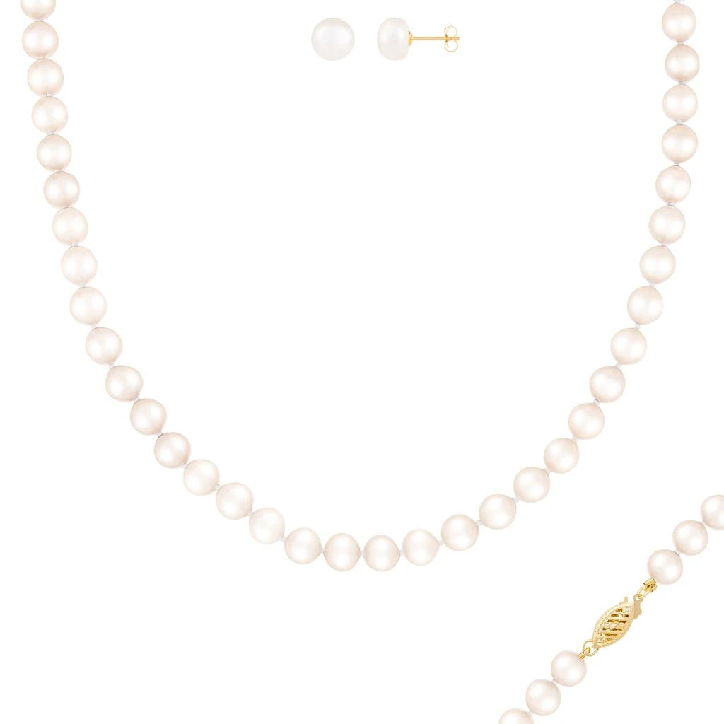 商品Splendid Pearls|Beautiful 2 Piece 7-8mm Freshwater Pearl Set, 14k Gold,价格¥638,第2张图片详细描述
