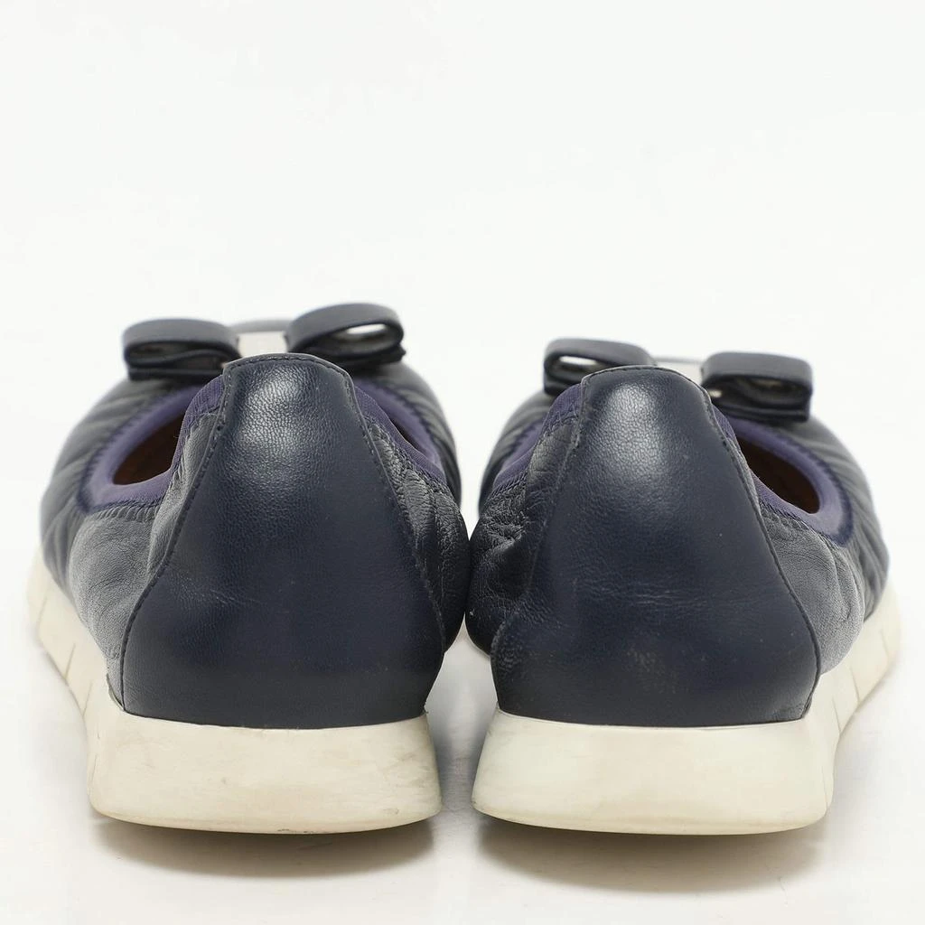 商品[二手商品] Salvatore Ferragamo|Salvatore Ferragamo Navy Blue Leather Vara Bow Ballet Flats Size 37.5,价格¥1319,第5张图片详细描述