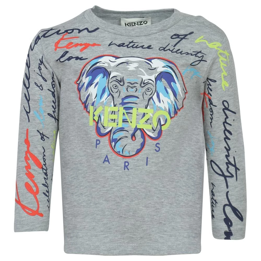 商品Kenzo|Grey Long Sleeve Baby Elephant T Shirt,价格¥250,第1张图片