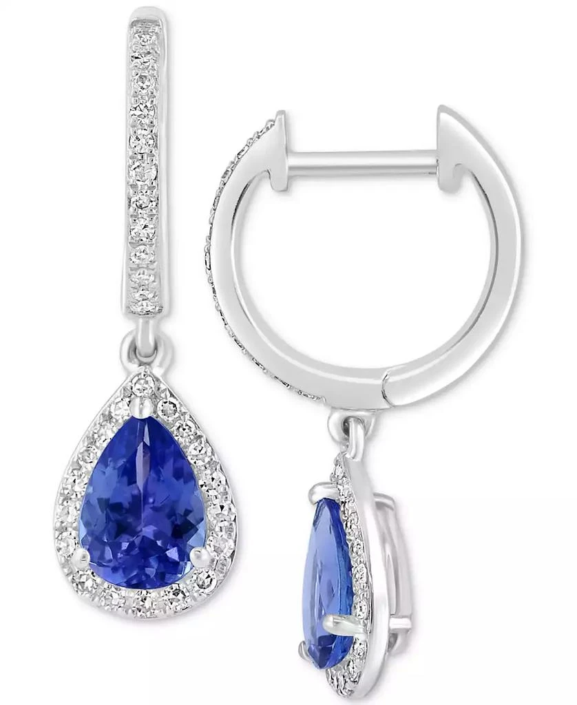 商品Effy|EFFY® Tanzanite (1-1/6 ct. t.w.) & Diamond (1/4 ct. t.w.) Dangle Hoop Drop Earrings in Sterling Silver,价格¥15787,第1张图片