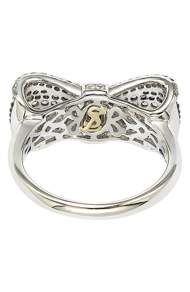 商品Suzy Levian|Two-Tone 18K Gold Plated Sterling Silver Sapphire & Diamond Bow Ring,价格¥2087,第2张图片详细描述