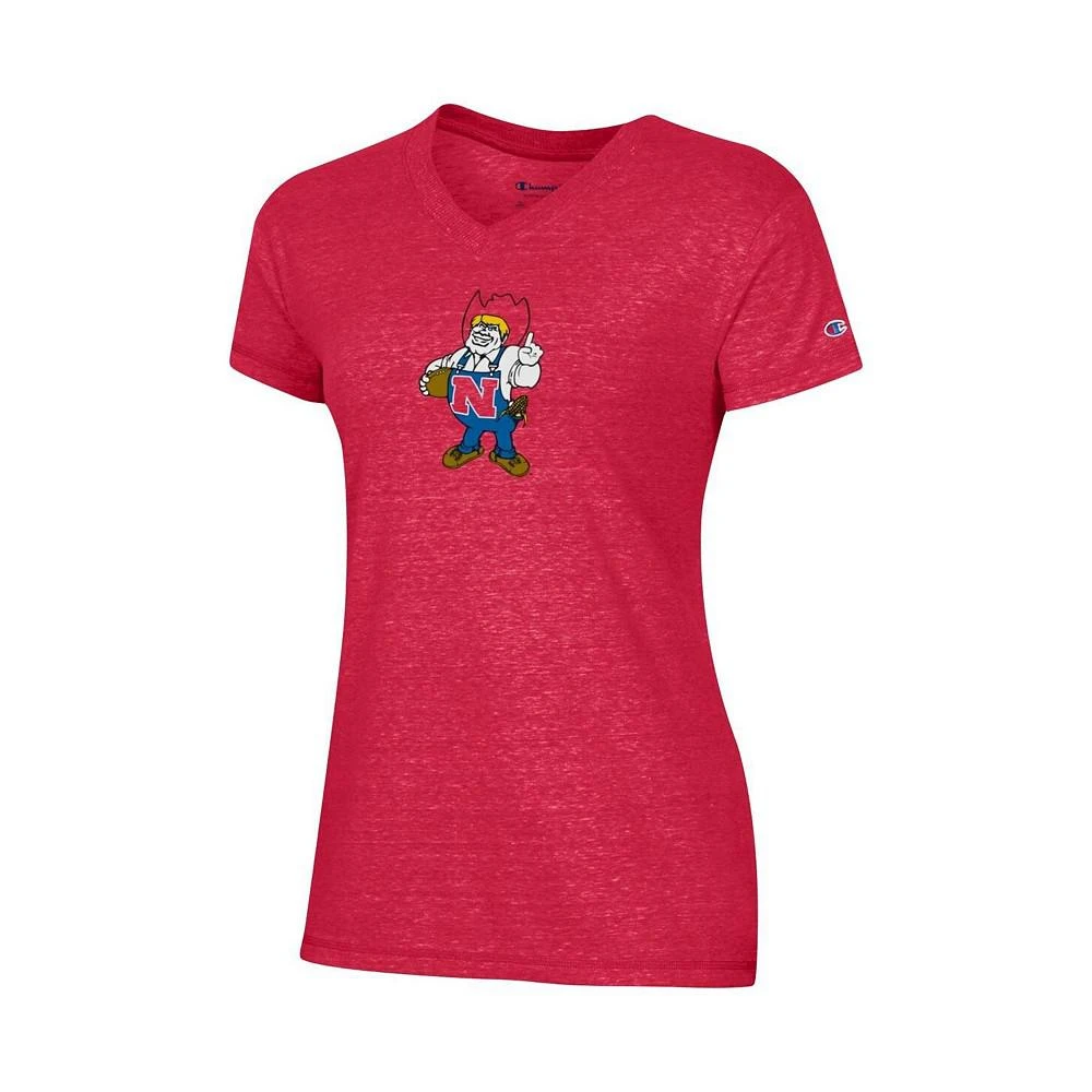 商品CHAMPION|Women's Scarlet Nebraska Huskers Vault Logo V-Neck Tri-Blend T-shirt,价格¥258,第2张图片详细描述