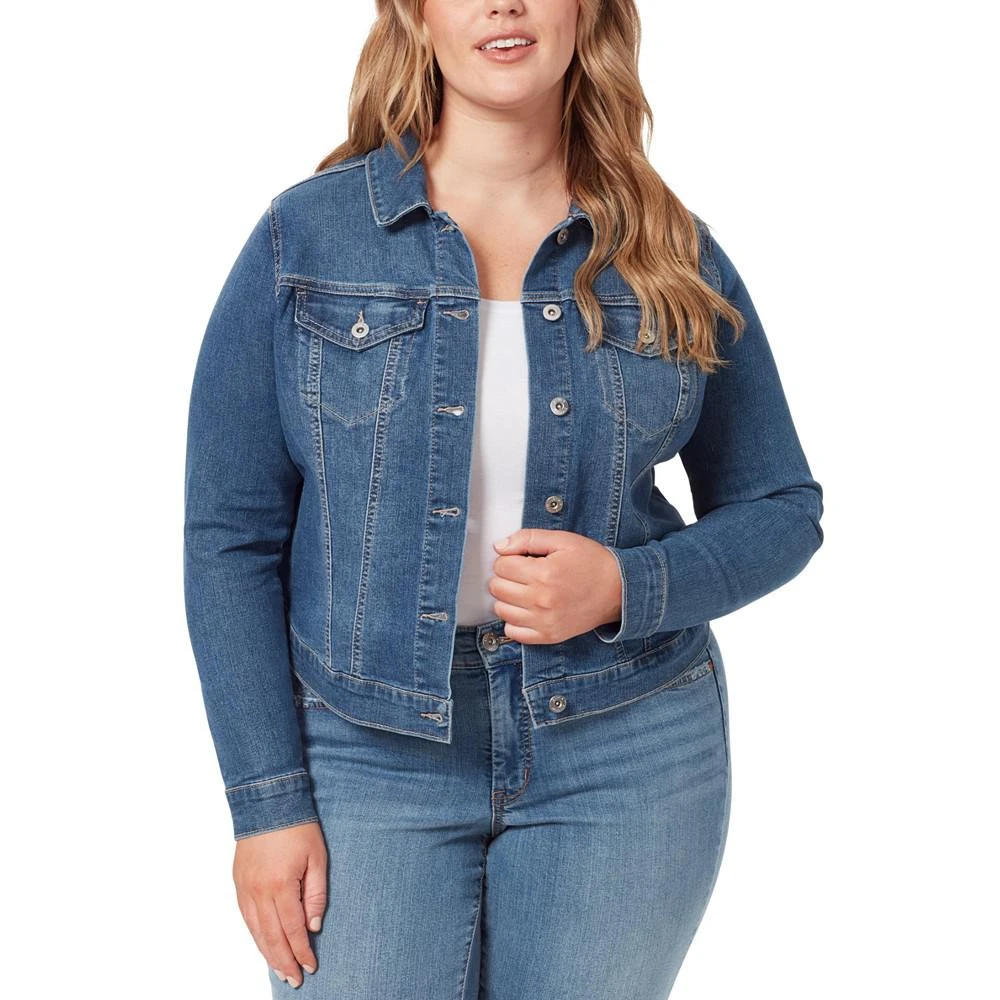 商品Jessica Simpson|Trendy Plus Size Pixie Long Sleeve Denim Jacket,价格¥674,第1张图片