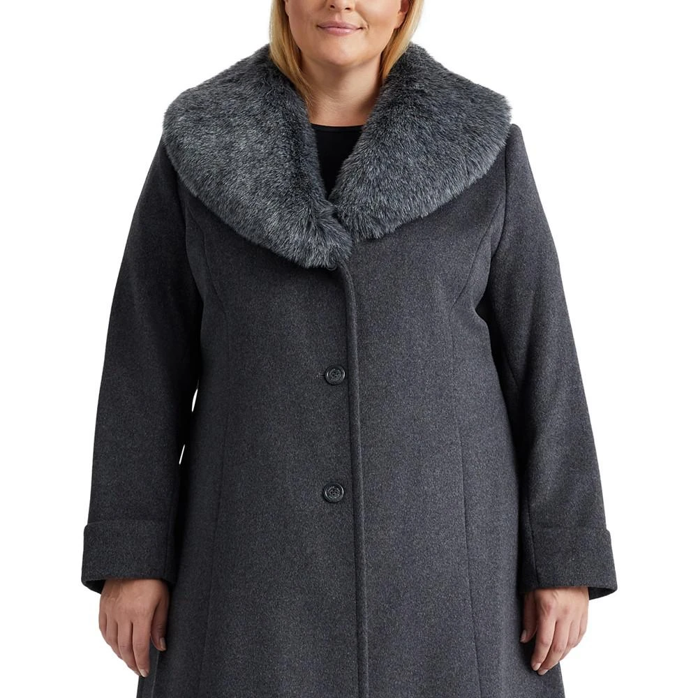 商品Ralph Lauren|Women's Plus Size Faux-Fur-Trim Walker Coat, Created for Macy's,价格¥1882,第3张图片详细描述