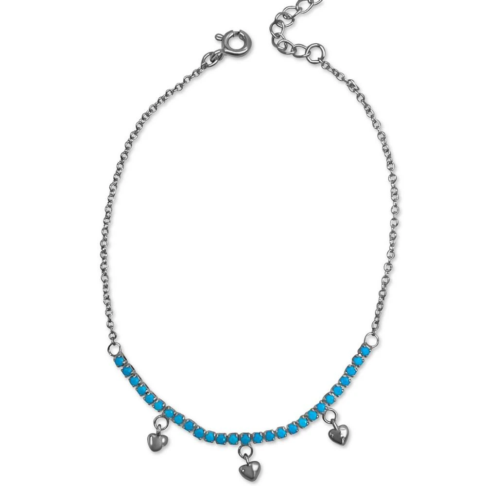 商品ADORNIA|Rhodium-Plated Heart Charm & Color Stone Flex Bracelet,价格¥145,第1张图片