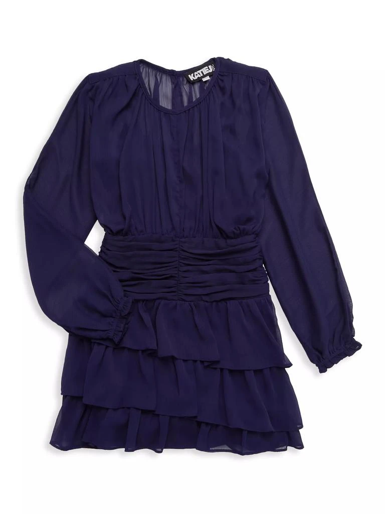 商品KatieJ NYC|Girl's Morgan Pleated Ruffle Dress,价格¥412,第1张图片