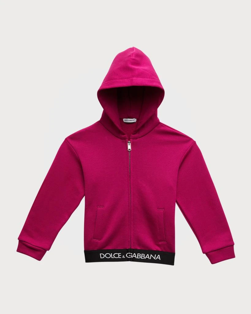 商品Dolce & Gabbana|Girl's Logo-Print Waistband Hoodie, Size 12M-30M,价格¥2585,第1张图片