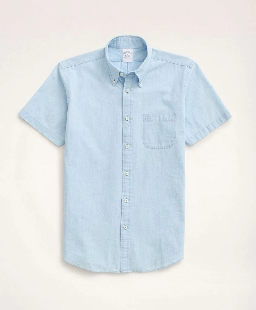 商品Brooks Brothers|Regent Regular-Fit Short-Sleeve Chambray Sport Shirt,价格¥319,第1张图片