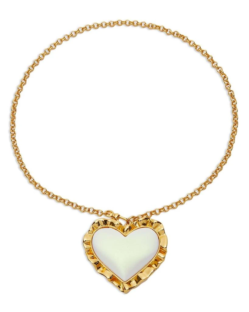 商品Lele Sadoughi|Heart Ruffle Pendant Necklace in 14K Gold Plated, 16"   ,价格¥927,第1张图片详细描述