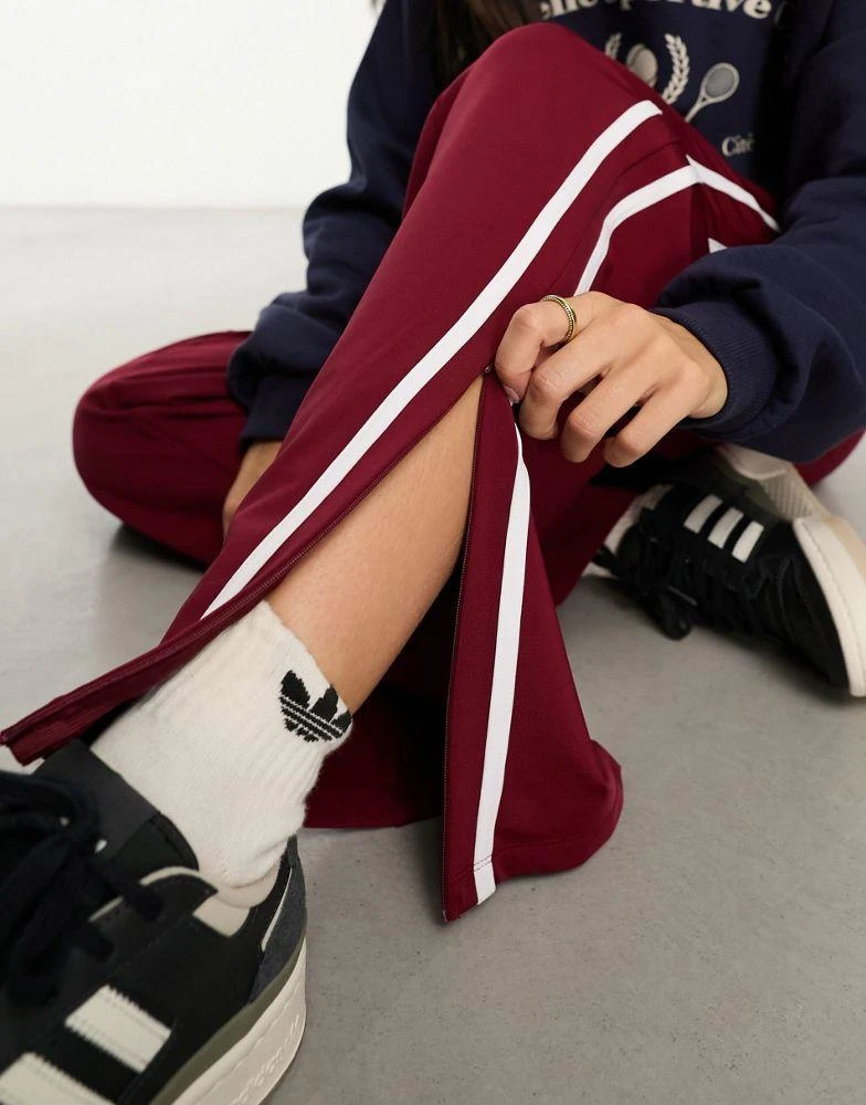 商品ASOS|ASOS DESIGN wide leg jogger with side stripe in burgundy,价格¥293,第4张图片详细描述