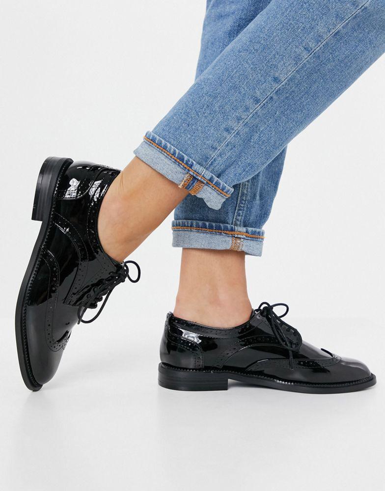 商品ASOS|ASOS DESIGN More flat lace up shoes in black,价格¥231,第5张图片详细描述