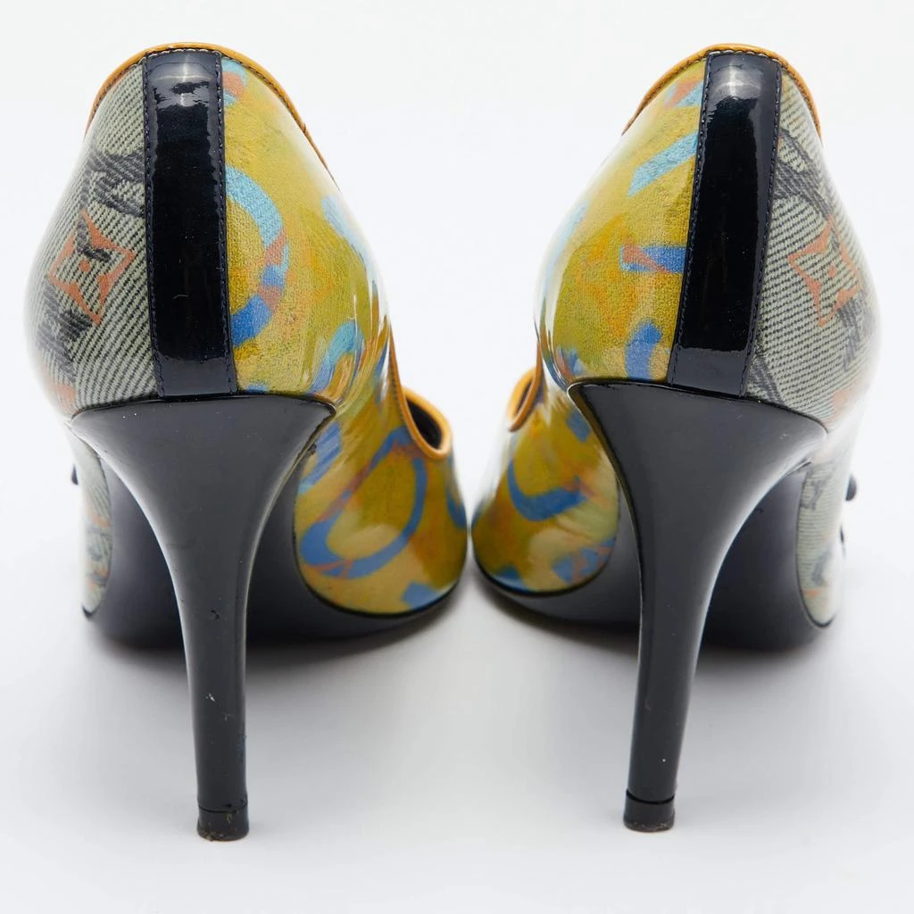 商品[二手商品] Louis Vuitton|Louis Vuitton Yellow Monogram Coated Denim Richard Prince Flash Pulp Peep-Toe Pumps Size 36,价格¥2511,第5张图片详细描述