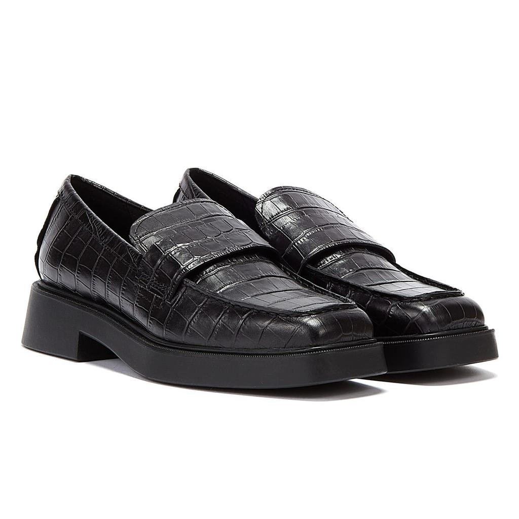 Vagabond Jillian Embossed Croc Leather Womens Black Loafers商品第1张图片规格展示