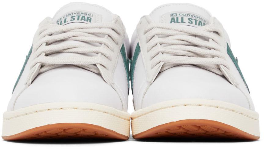 White & Green Leather Pro Low-Top Sneakers商品第2张图片规格展示