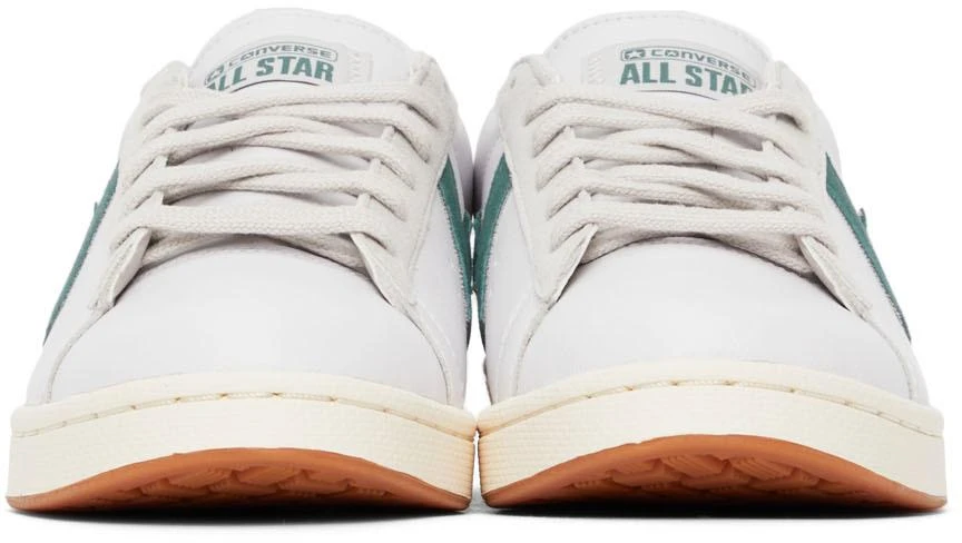 商品Converse|White & Green Leather Pro Low-Top Sneakers,价格¥389,第2张图片详细描述