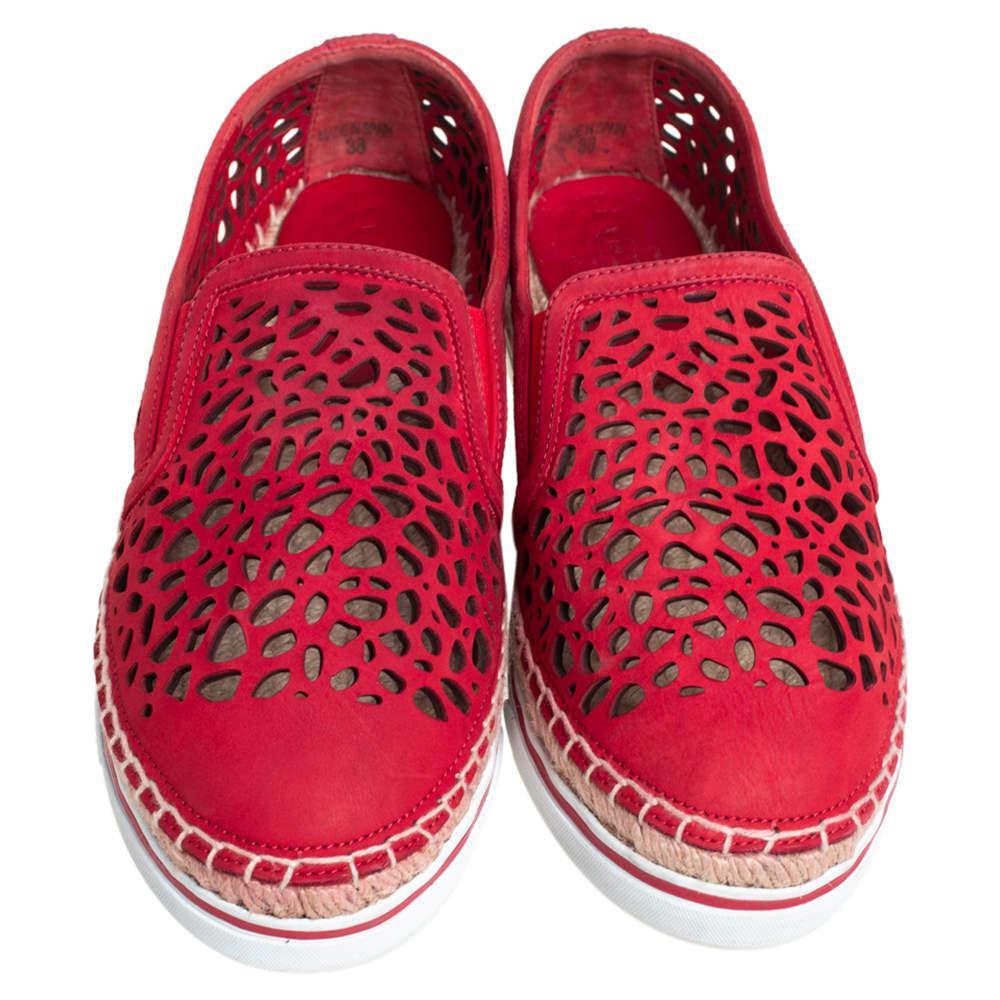 商品[二手商品] Jimmy Choo|Jimmy Choo Red Laser Cut Nubuck Espadrilles Sneakers Size 38,价格¥1830,第5张图片详细描述