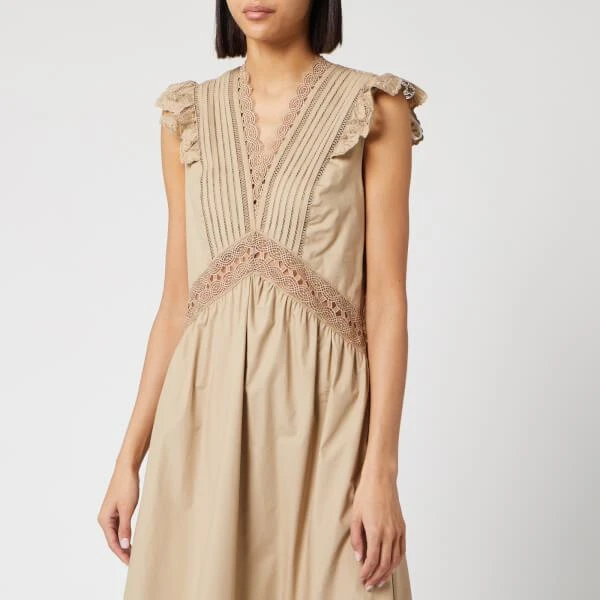 商品Self Portrait|Self-Portrait Women's Cotton Broderie Sleeveless Maxi Dress - Light Beige,价格¥2524,第3张图片详细描述