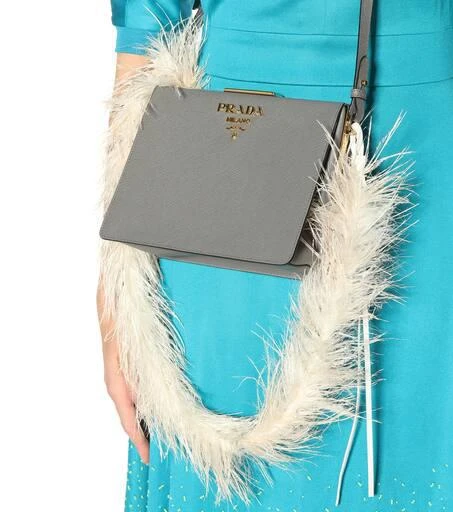 商品Prada|Feather-trimmed shoulder strap,价格¥4877,第5张图片详细描述