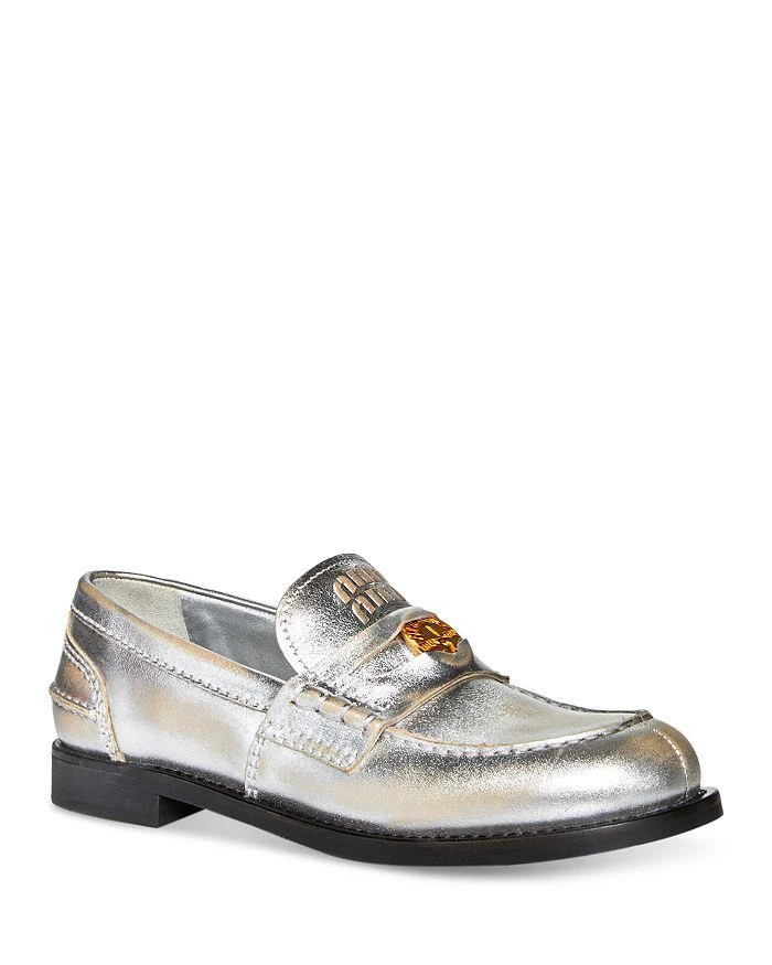 商品Miu Miu|Women's Embellished Slip On Loafers,价格¥8118,第1张图片详细描述