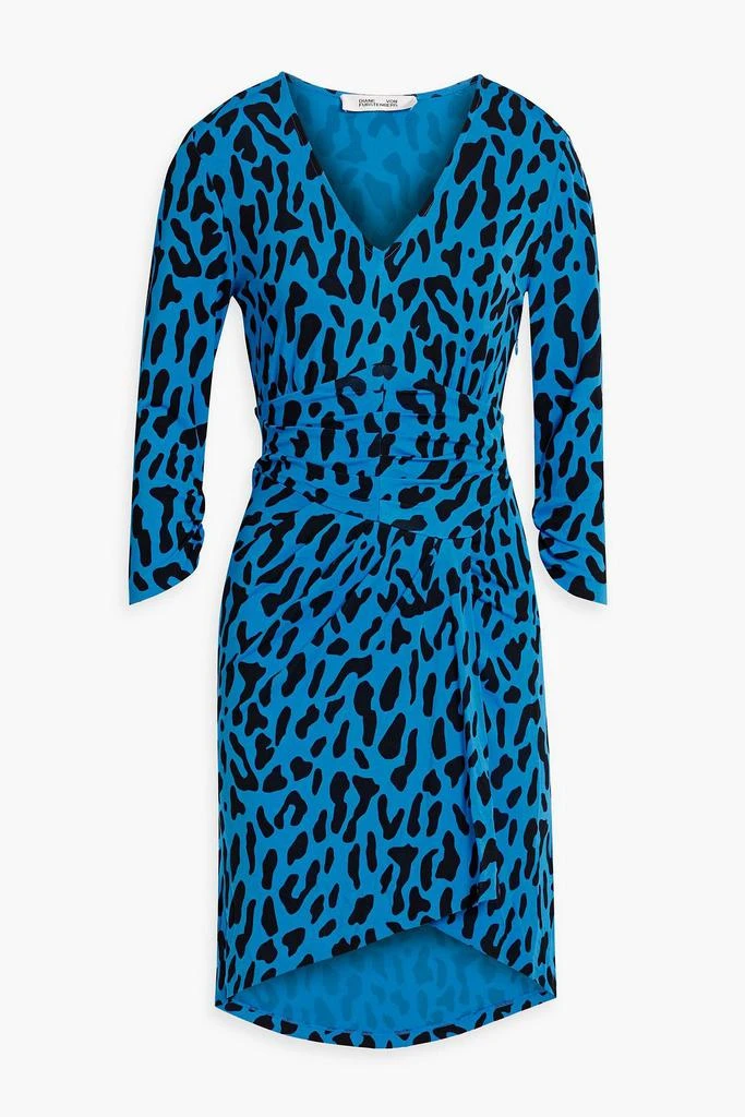 商品Diane von Furstenberg|David pleated leopard-print stretch-jersey mini dress,价格¥807,第1张图片